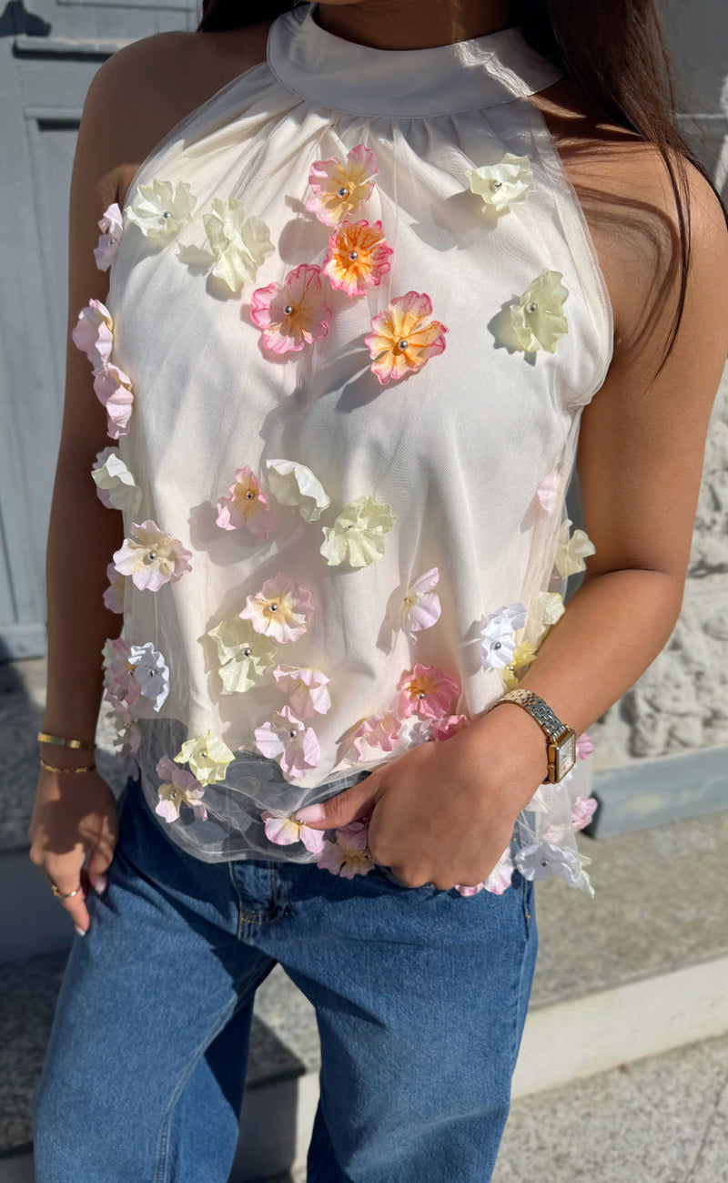 Say INA Copenhagen Topp - Malina - Mixed 3D Flowers