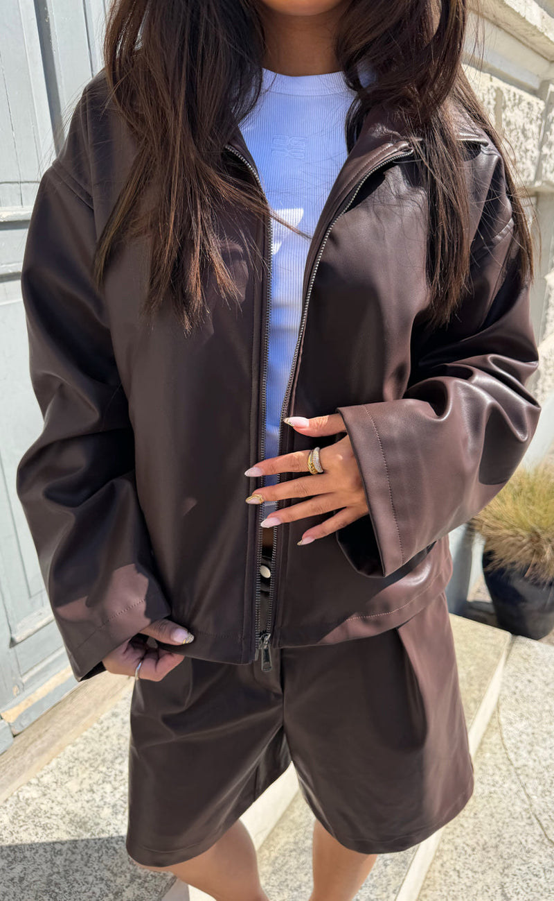 Say INA Copenhagen Jakke - Sanna - Dark Brown PU Leather
