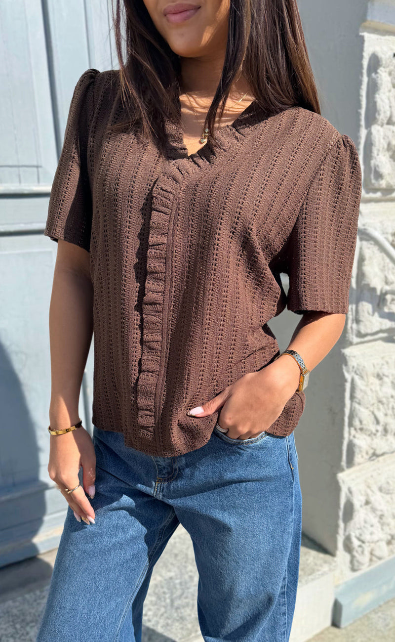 Say INA Copenhagen - Catja Knit T-Shirt - Dark Brown