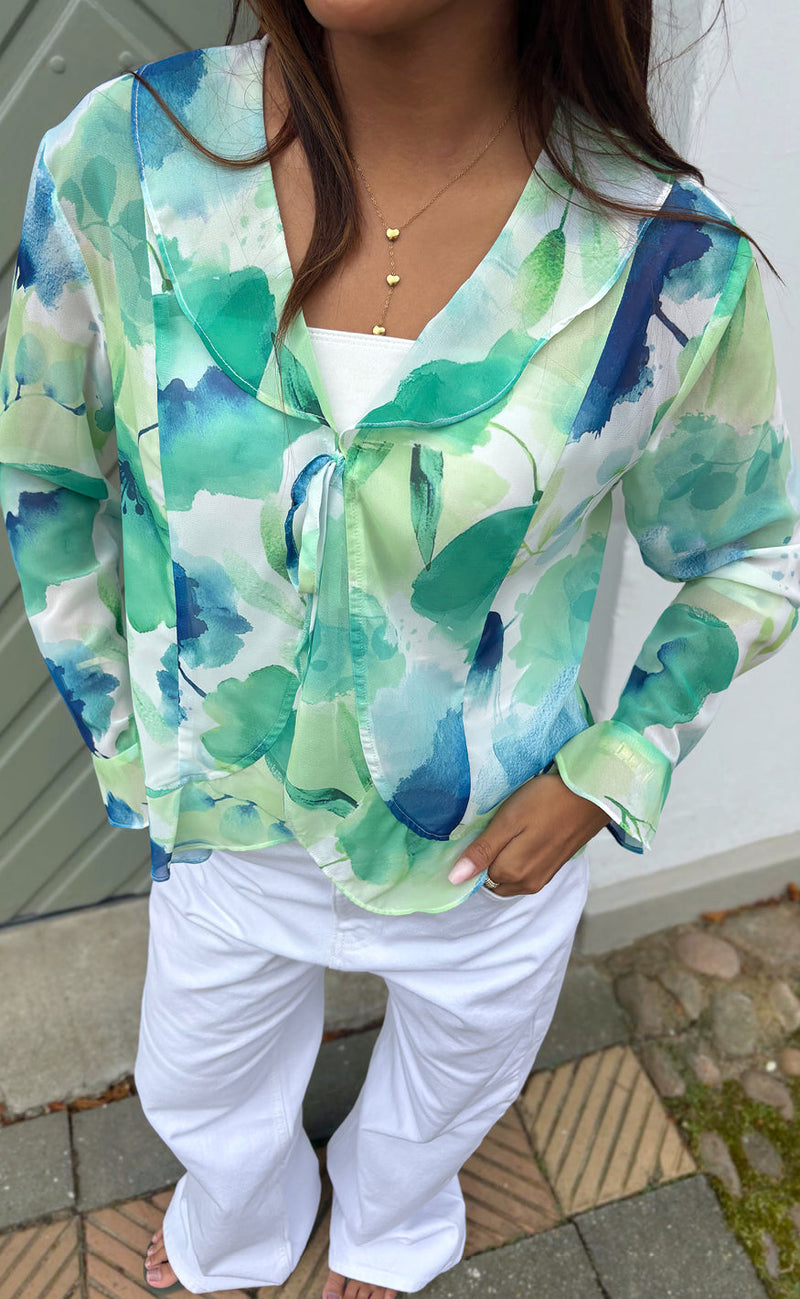 Say INA Copenhagen Topp - Laila - Blue / Green Flowers