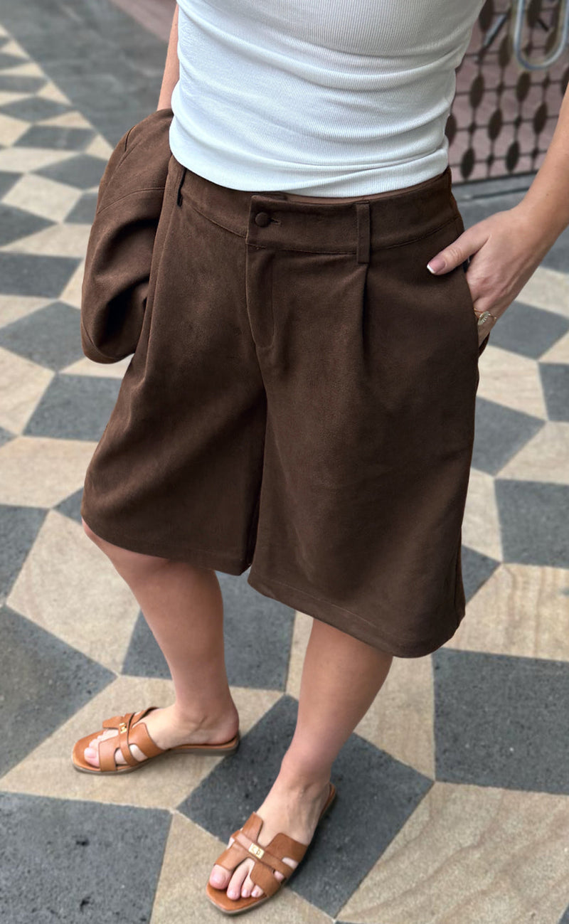Say INA Copenhagen Shorts - Kathi Suede - Dark Brown