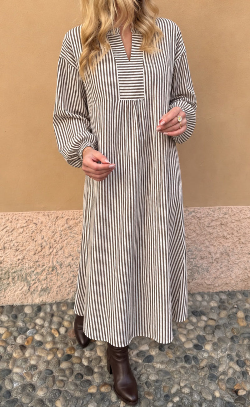 Say INA Copenhagen Kjole - Winnie New LS - Brown Striped