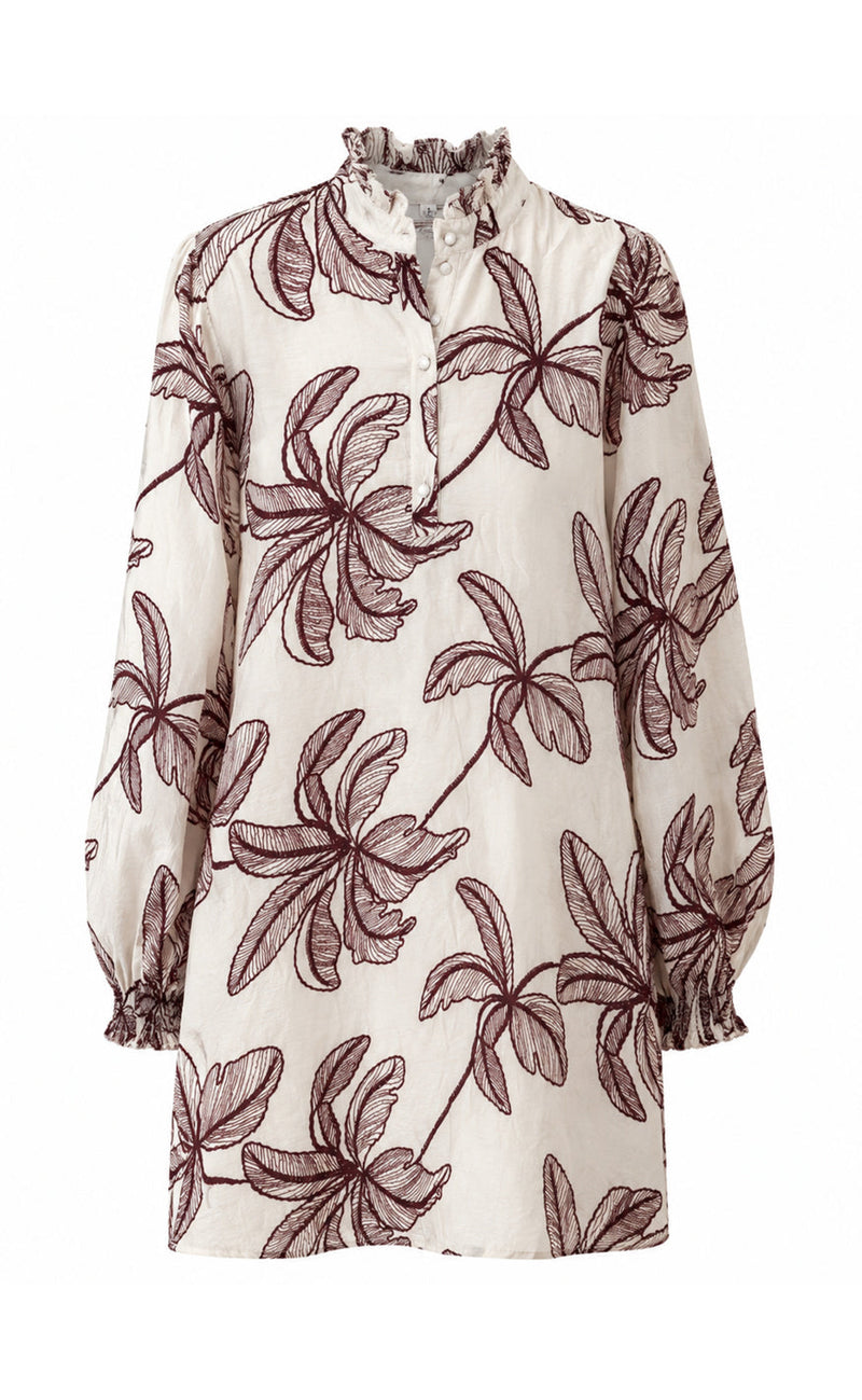 Say INA Copenhagen Kjole - Augusta - White W. Red Embroidery