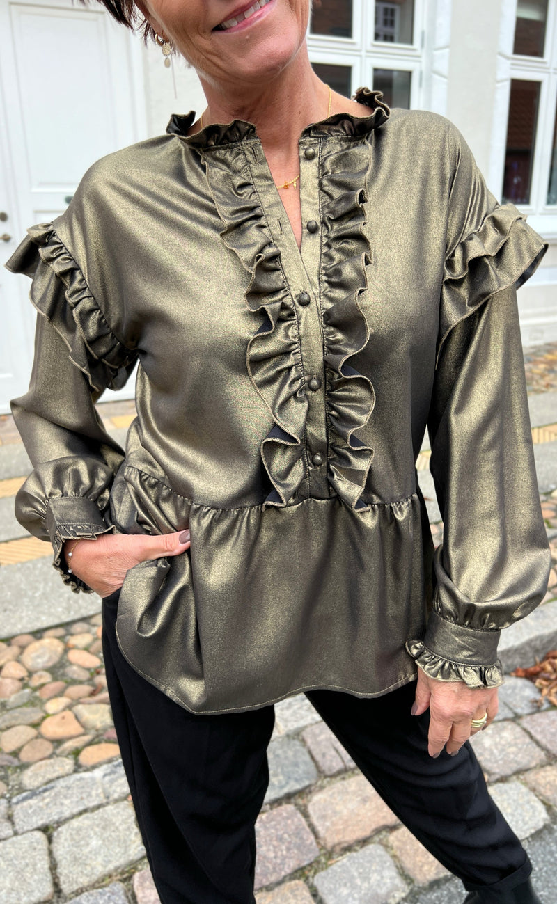 INA Copenhagen Bluse - Frida - Black W. Gold Glitter