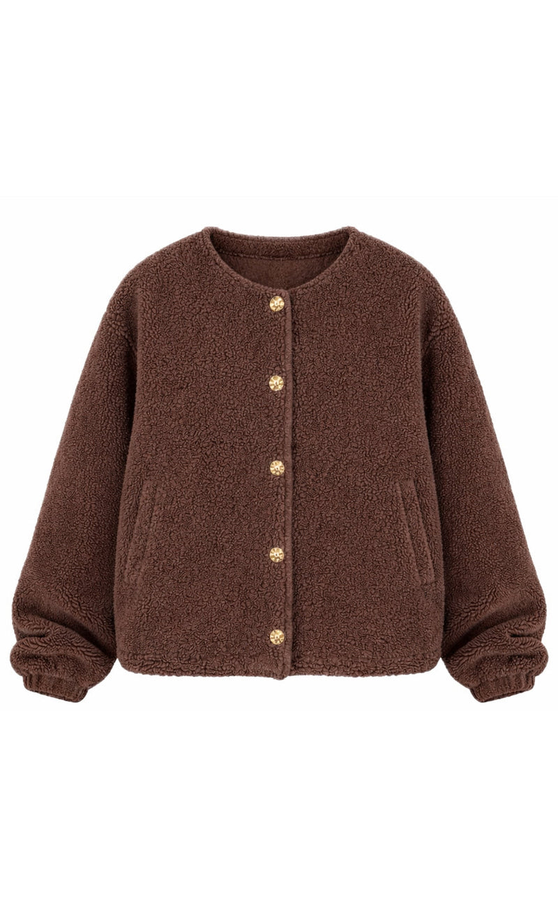 Say INA Copenhagen Fleece Jakke - Gloria - Dark Brown