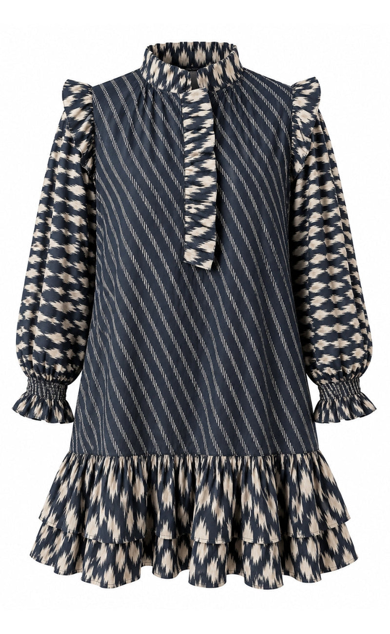 Say INA Copenhagen Kjole - Cassie - Black w. Beige Print