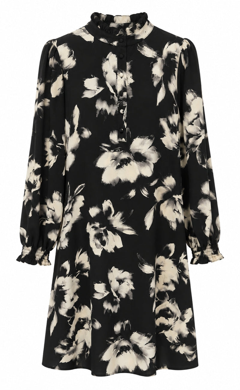 Say INA Copenhagen Kjole - Augusta - Black W. Flowers