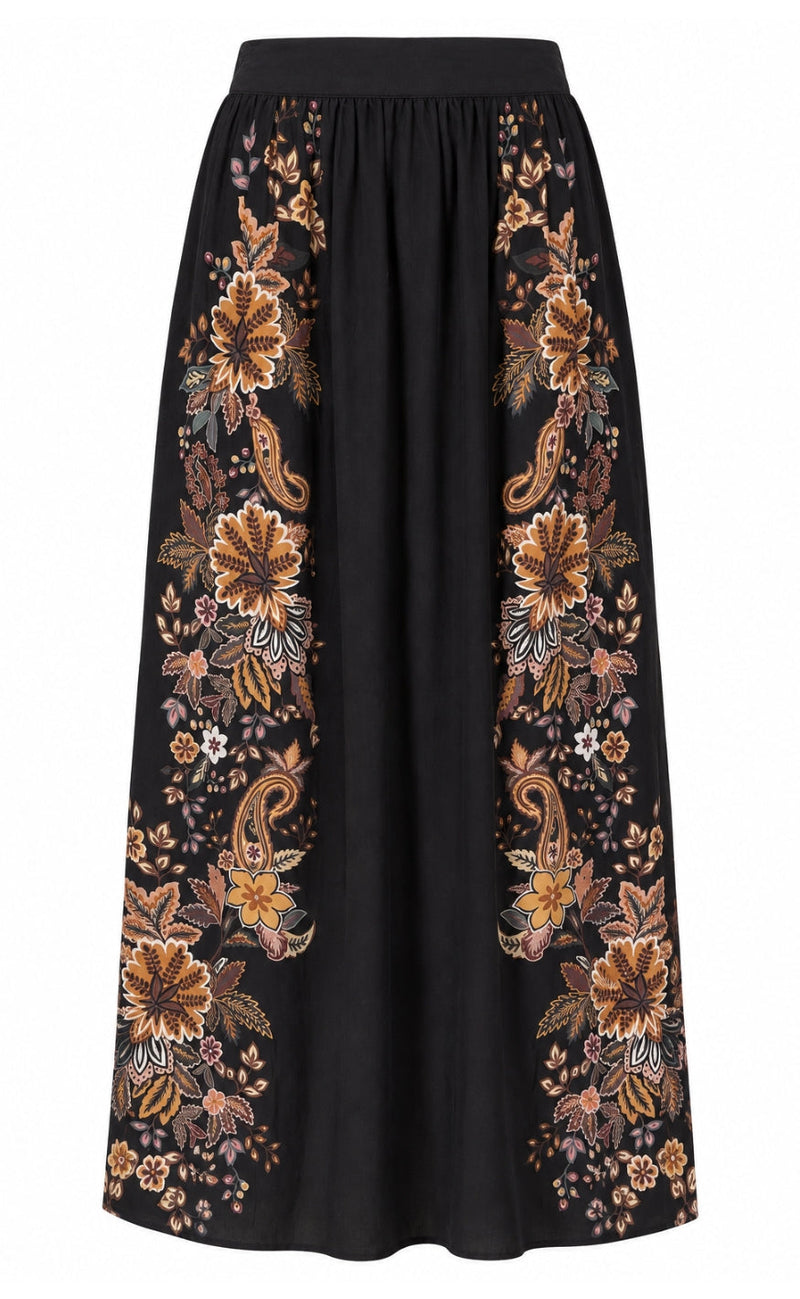 Say INA Copenhagen Skjørt - Stacy - Black w. Brown Florals