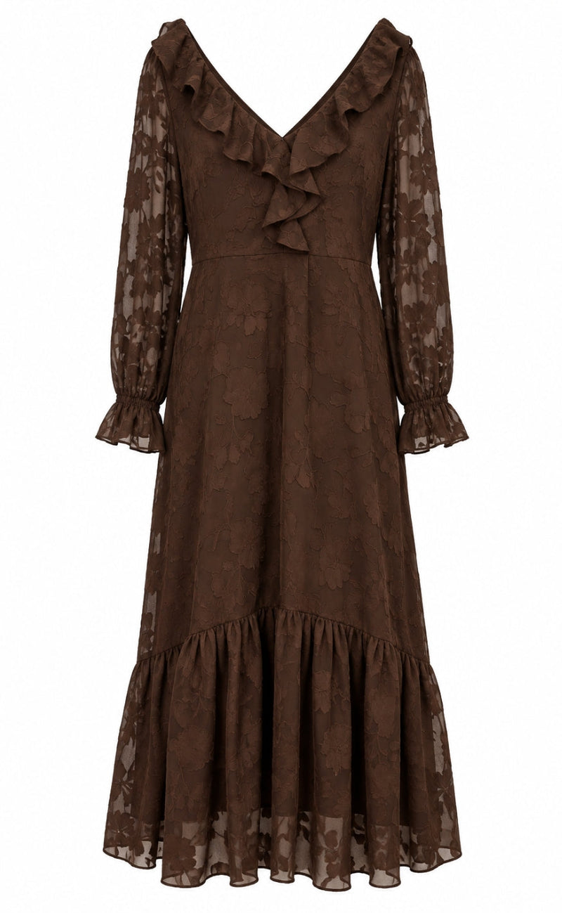 Say INA Copenhagen Kjole - Luna Elegance - Dark Brown Flower