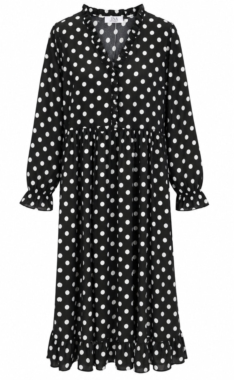 Say INA Copenhagen Kjole - Catja - Black W. White Dots