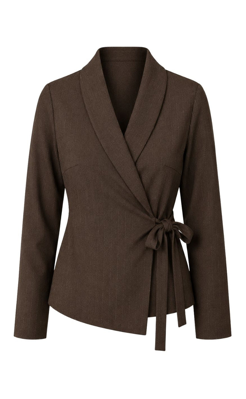 Say INA Copenhagen Bluse - Kaja Wrap - Brown W. Glitter Stripes