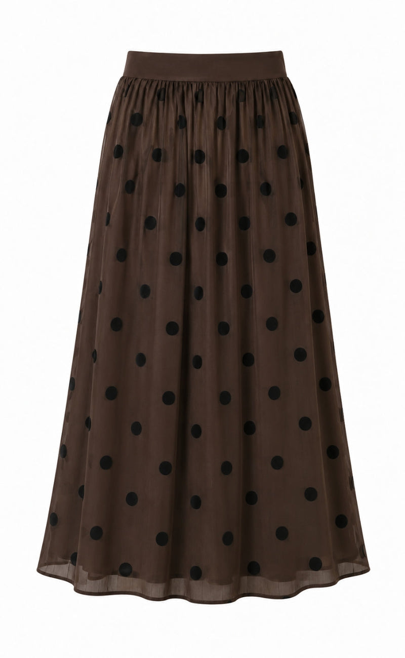 Say INA Copenhagen Skjørt - Lucia - Brown. W Black Dots