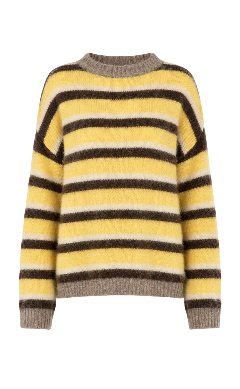 Say INA Copenhagen Genser - Tara - Brown/ Yellow/ Creme Striped