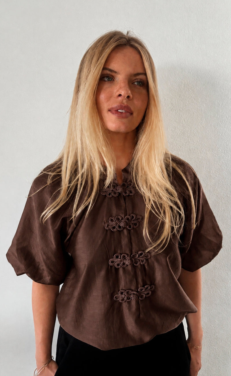 Continue Bluse - Evelyn - Brown