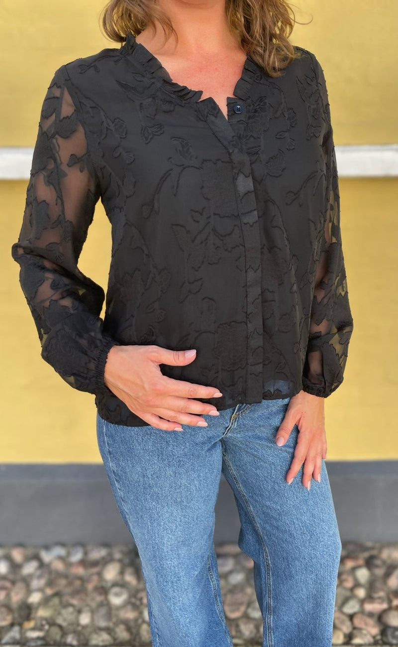 Say INA Copenhagen Bluse - Luna - Black Flowers