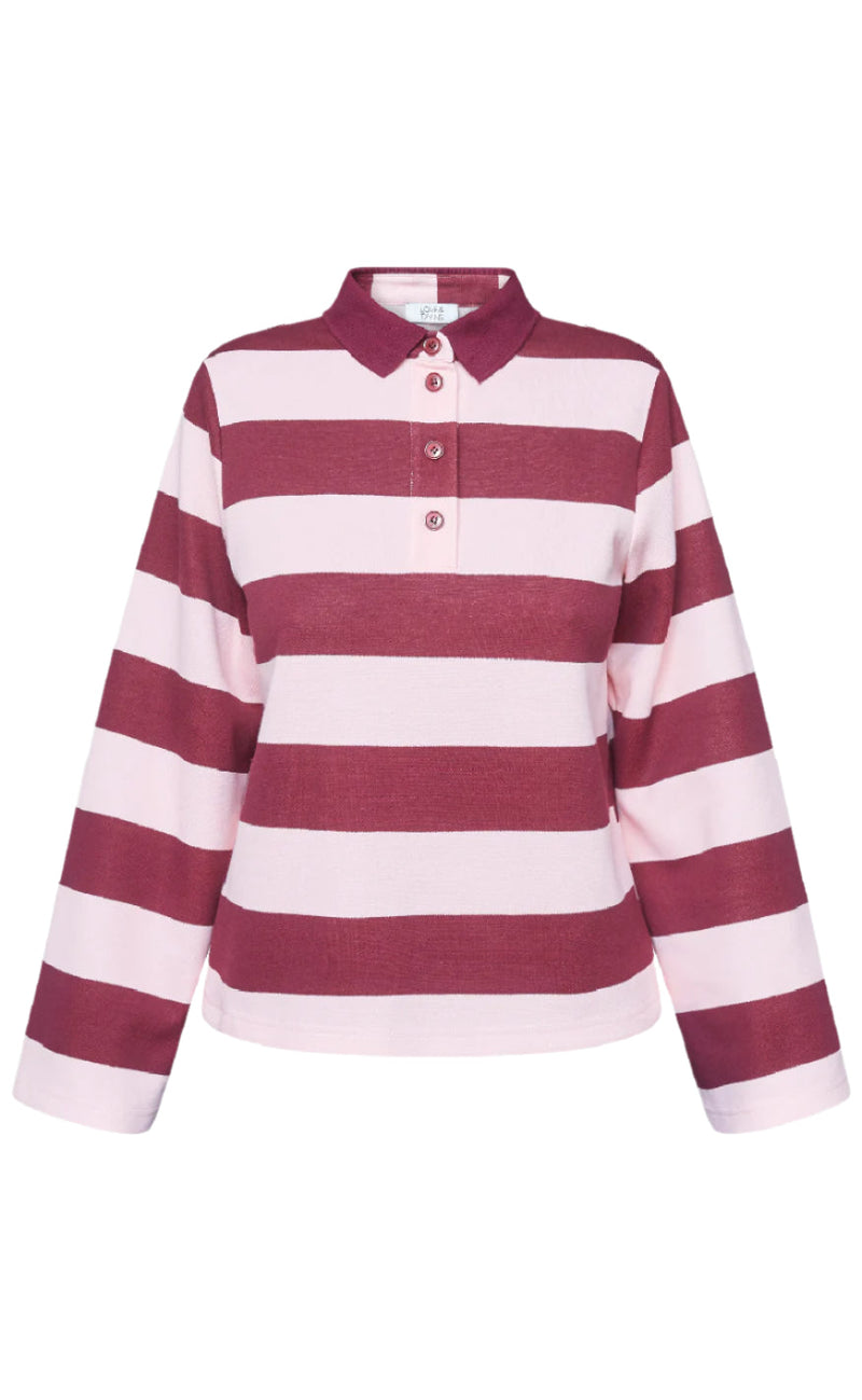 Love & Divine Bluse - Love1361 - Baby Pink/D. Bordeaux
