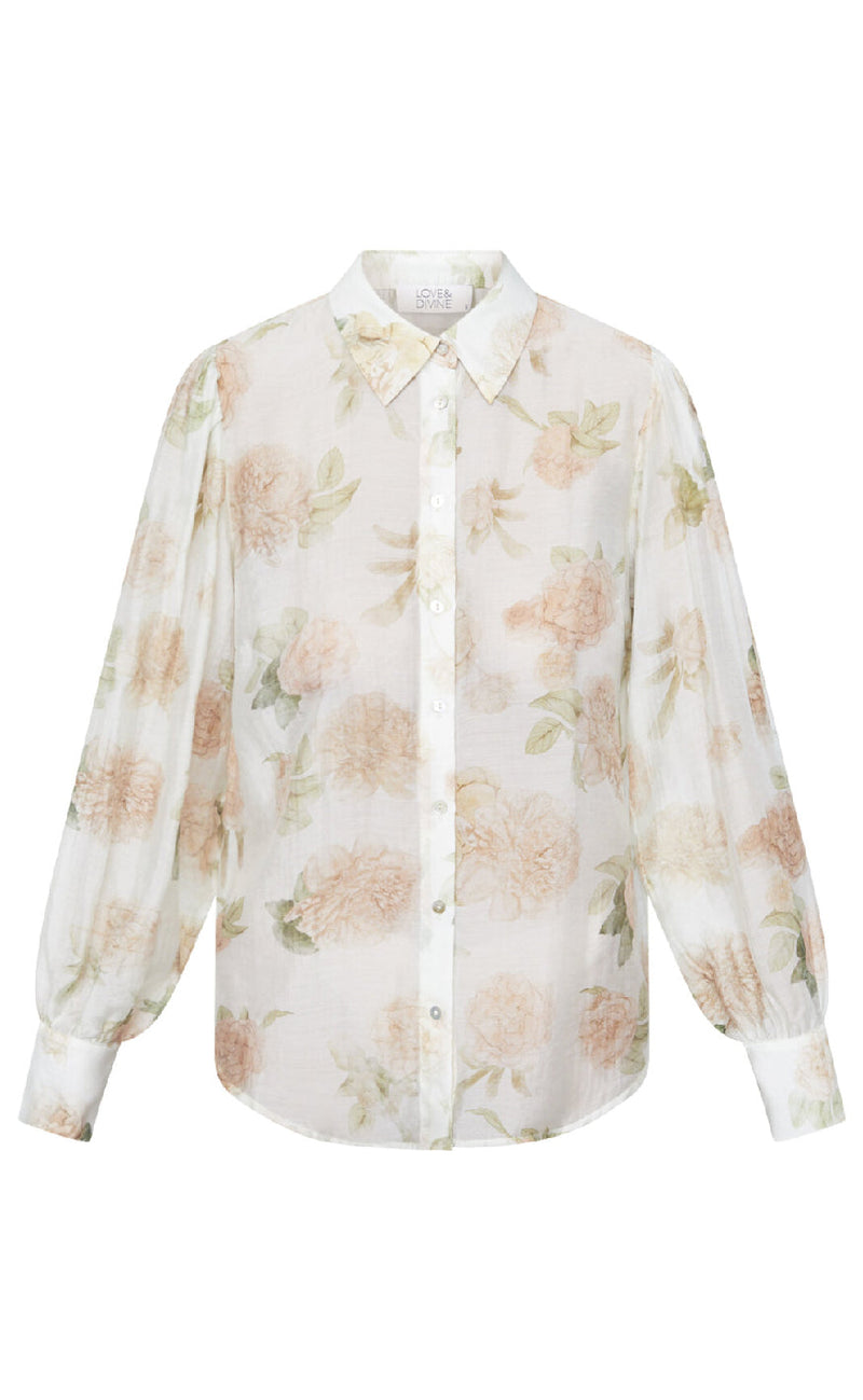 Love & Divine Skjorte - Love919-18 - Cream Flower