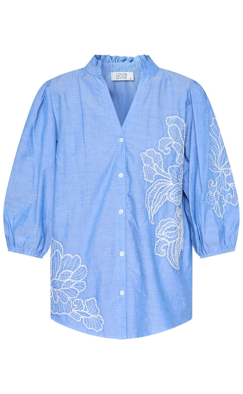 Love & Divine Skjorte - love1448 - Blue/Cream