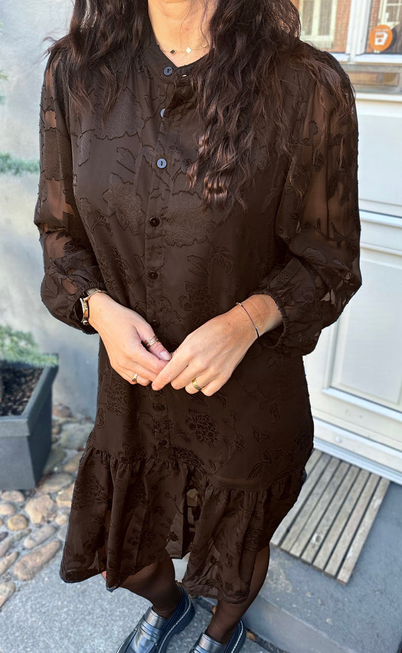 Say INA Copenhagen Kjole - Luna - Dark Brown Flower