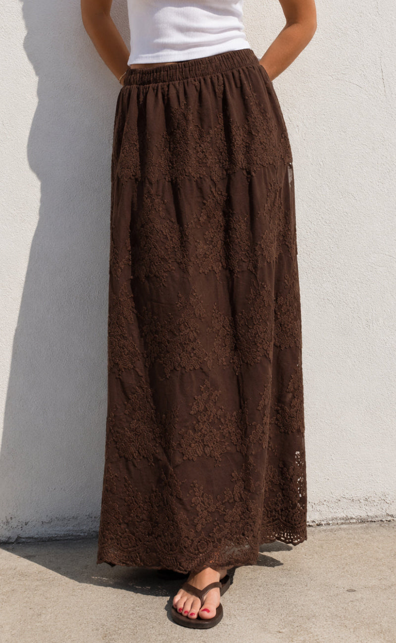 Say INA Copenhagen Skjørt - Elly Lace - Dark Brown