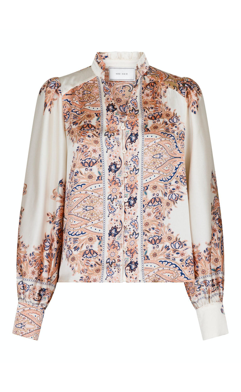 Neo Noir Blouse - Massima Paisley border - Creme
