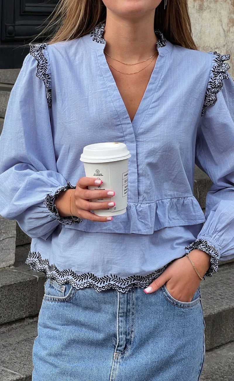 Neo Noir Bluse - Panama - Light Blue