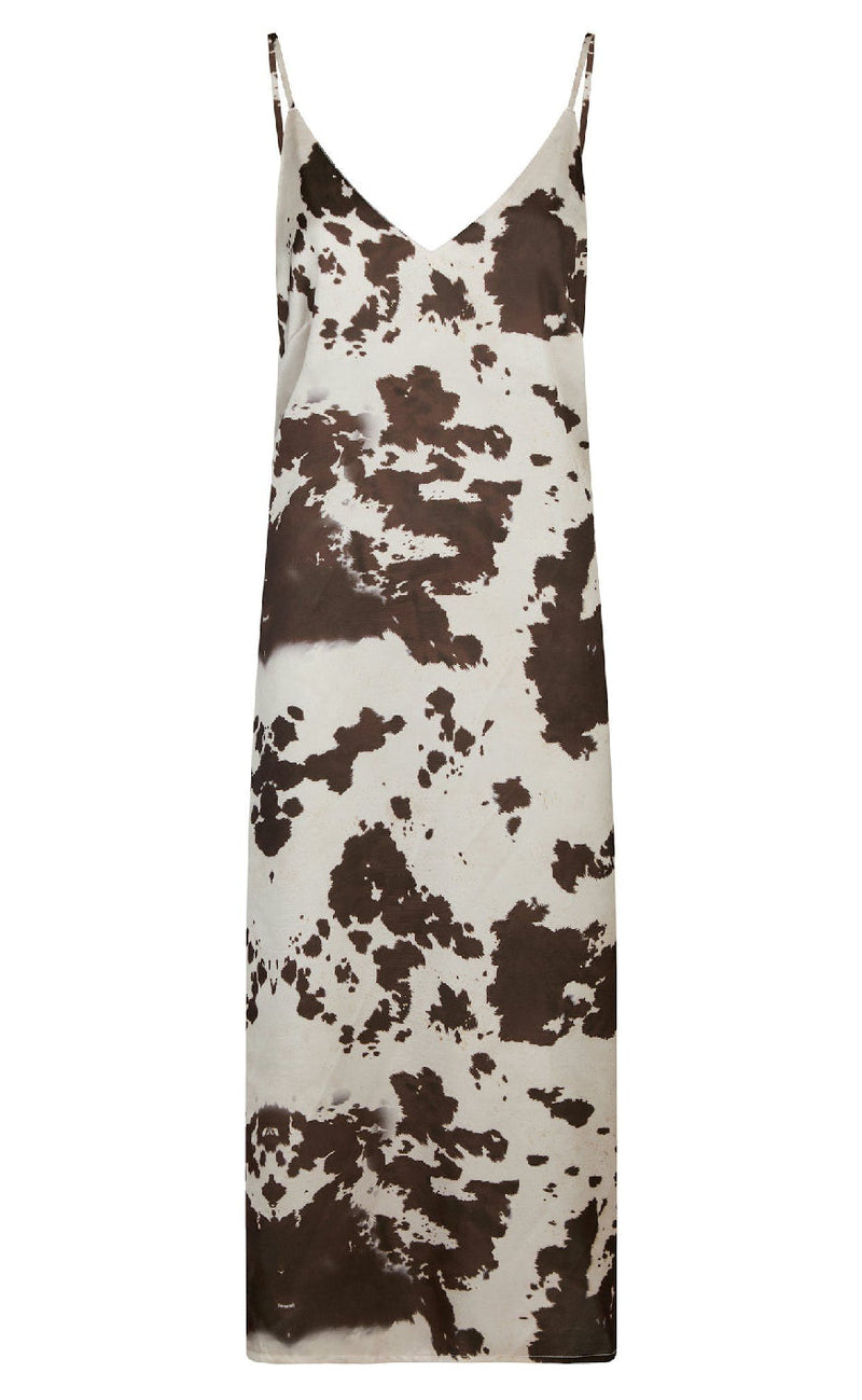 Neo Noir Kjole - Kamran Cow Print - Brown