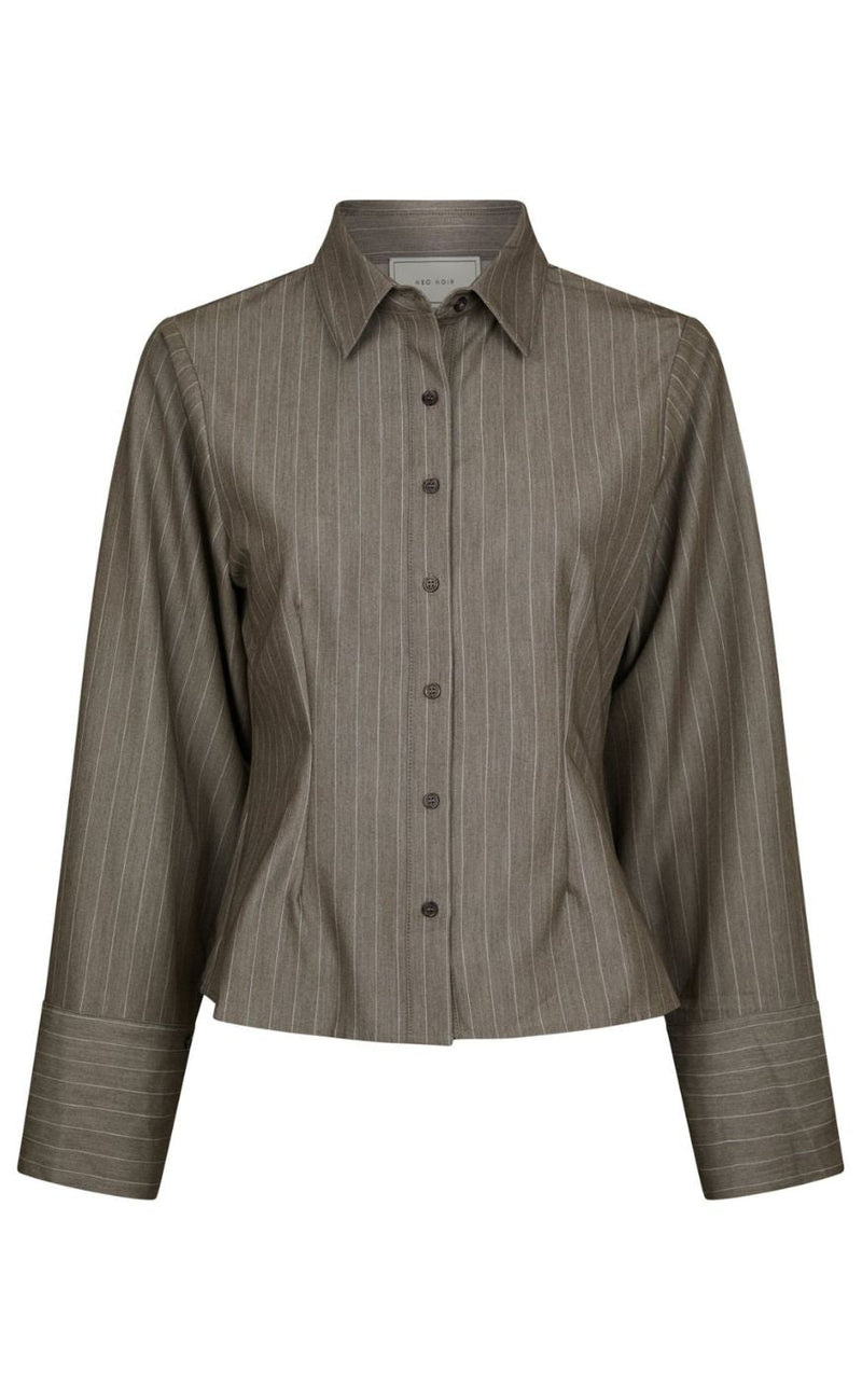 Neo Noir Skjorte - Rosa Pinstripe Melange - Dusty Brown