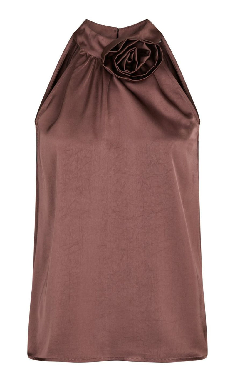 Neo Noir Topp - Rosette heavy Sateen - Dark Rose