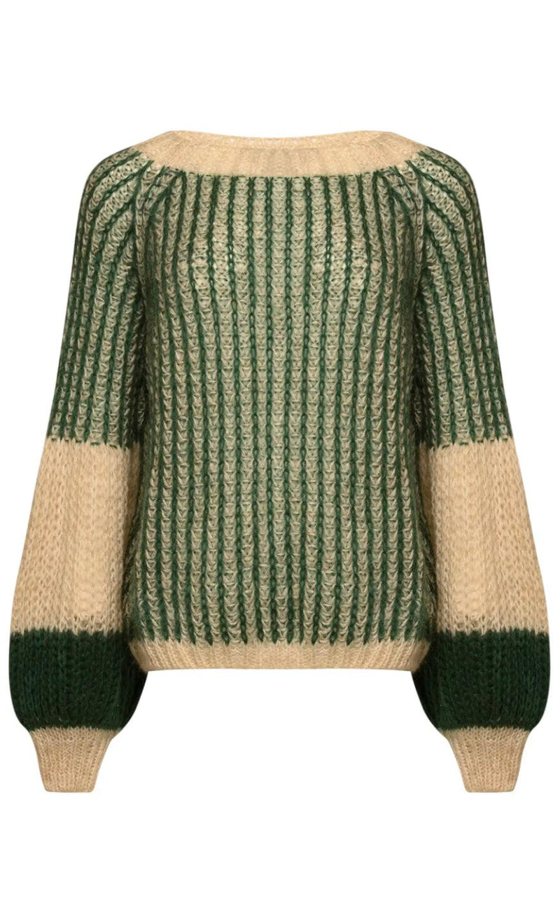 Noella Sweater - Liana - Beige/Bottle Green