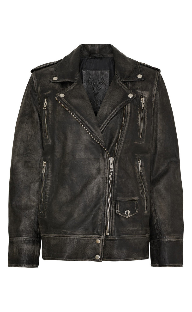 Notyz Jakke - Oversized Biker - Grey w. Silver acc.
