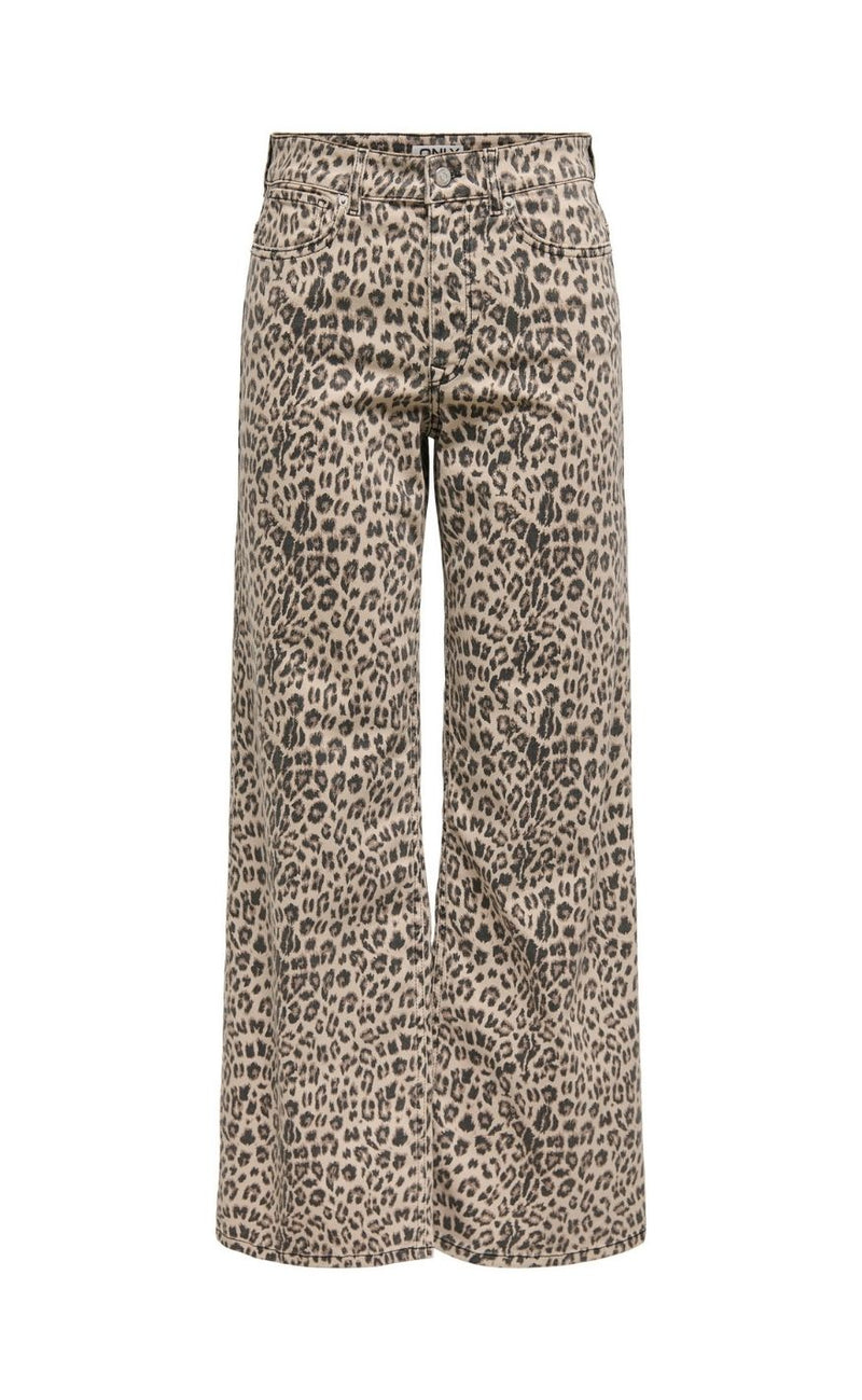 ONLY Bukser - Madison Blush Leo Wide - Washed Black Leo