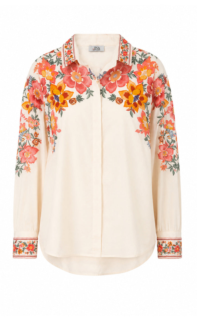 Say INA Copenhagen Skjorte - Sissel - White W. Flowers