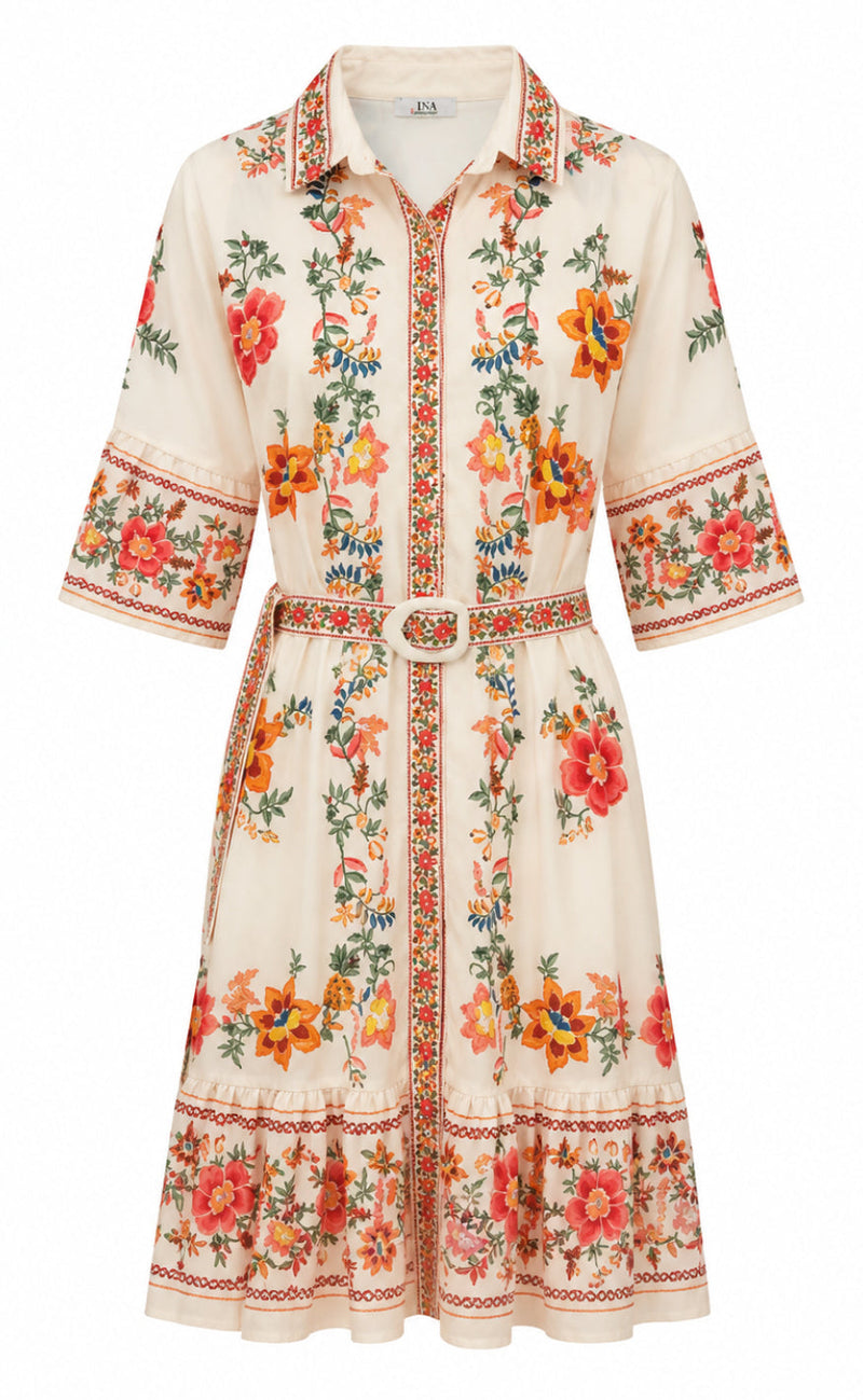 Say INA Copenhagen Kjole - Sissel - White W. Flowers