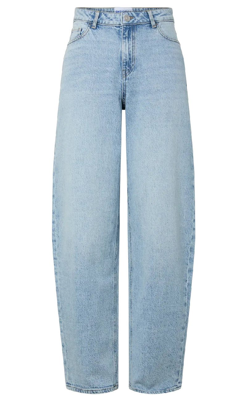 Pieces Buker - Grace MW Barrel - Light Blue Denim