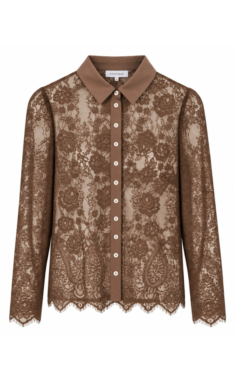 Continue Skjorte - Paloma Lace LS - Caramel