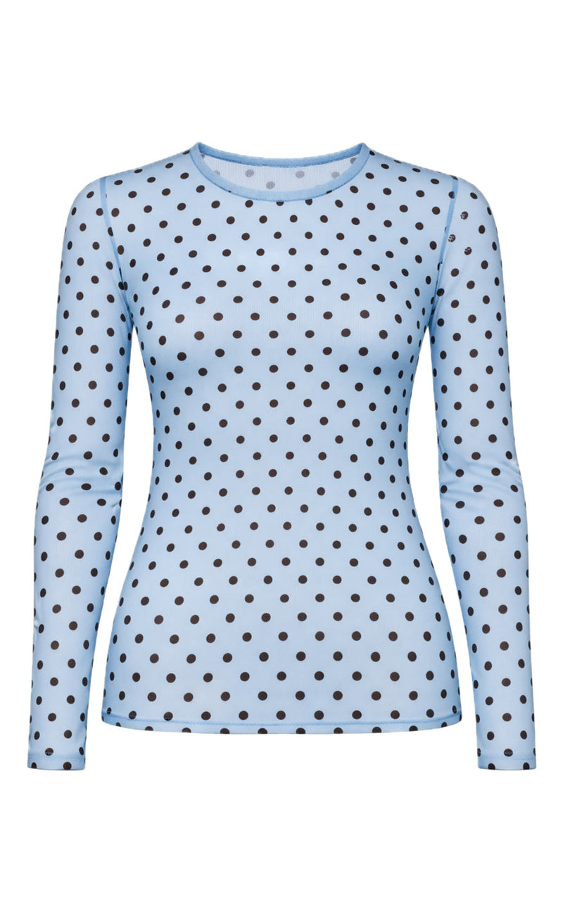 Say INA Copenhagen Bluse - Sophia Mesh - Blue W. Black Dots