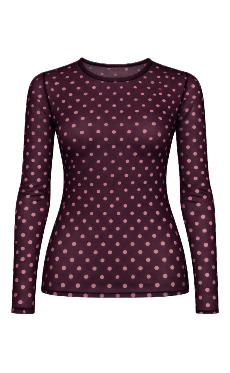 Say INA Copenhagen Bluse - Sophia Mesh - Bordeaux W. Dots