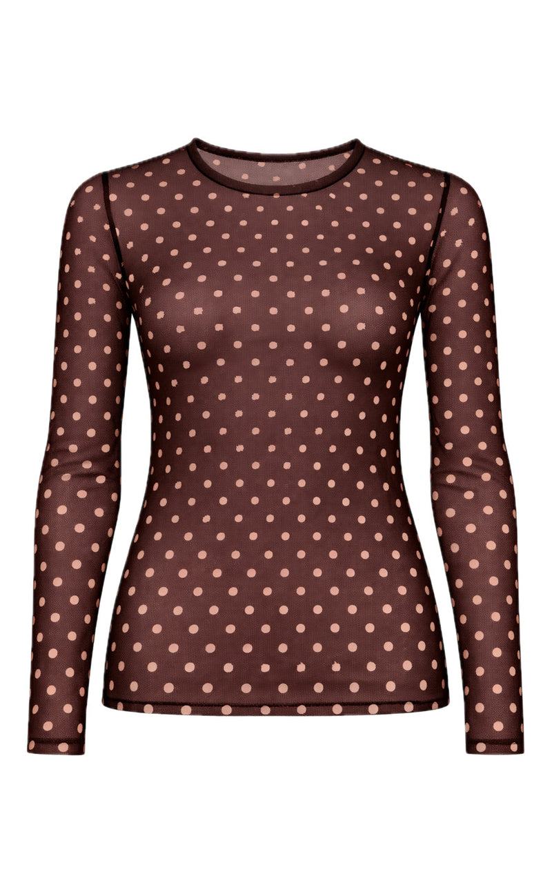 Say INA Copenhagen Bluse - Sophia Mesh - Brown W. Beige Dots