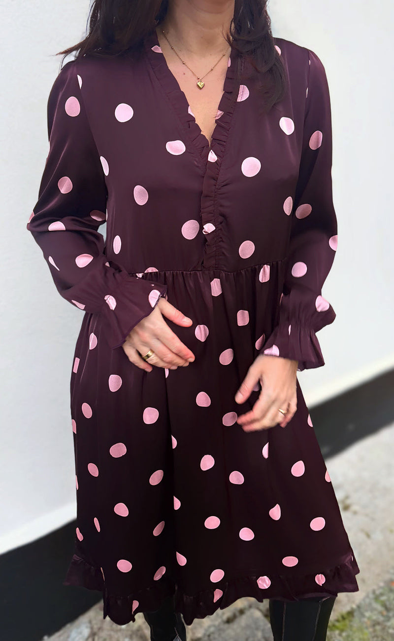 Say INA Copenhagen Kjole - Catja - Bordeaux W. Big Dots