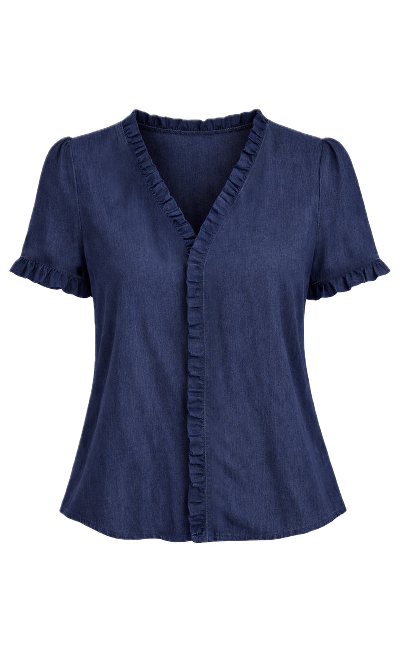 Say INA Copenhagen Topp - Catja - Blue Denim
