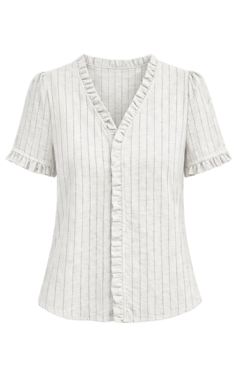 Say INA Copenhagen Topp - Catja - Off White W. Stripes