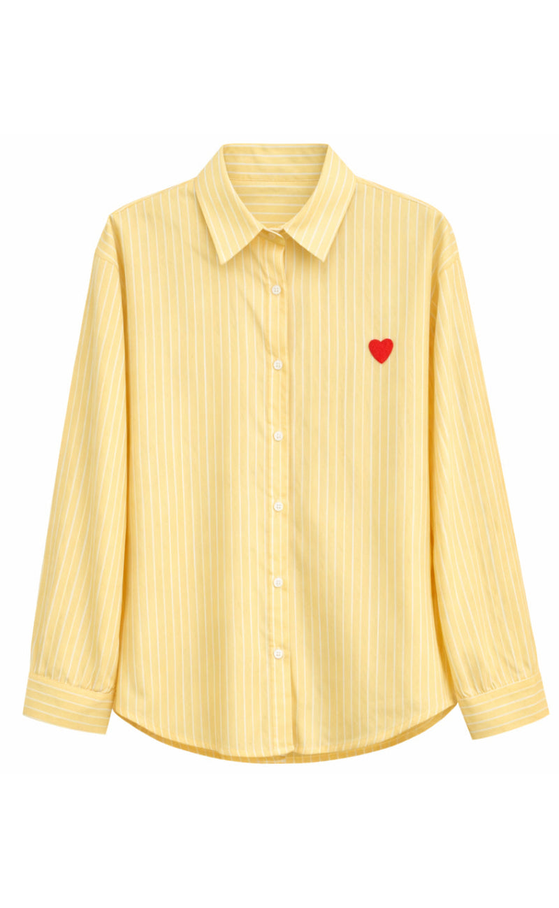 Say INA Copenhagen Skjorte - Heart - Yellow Striped