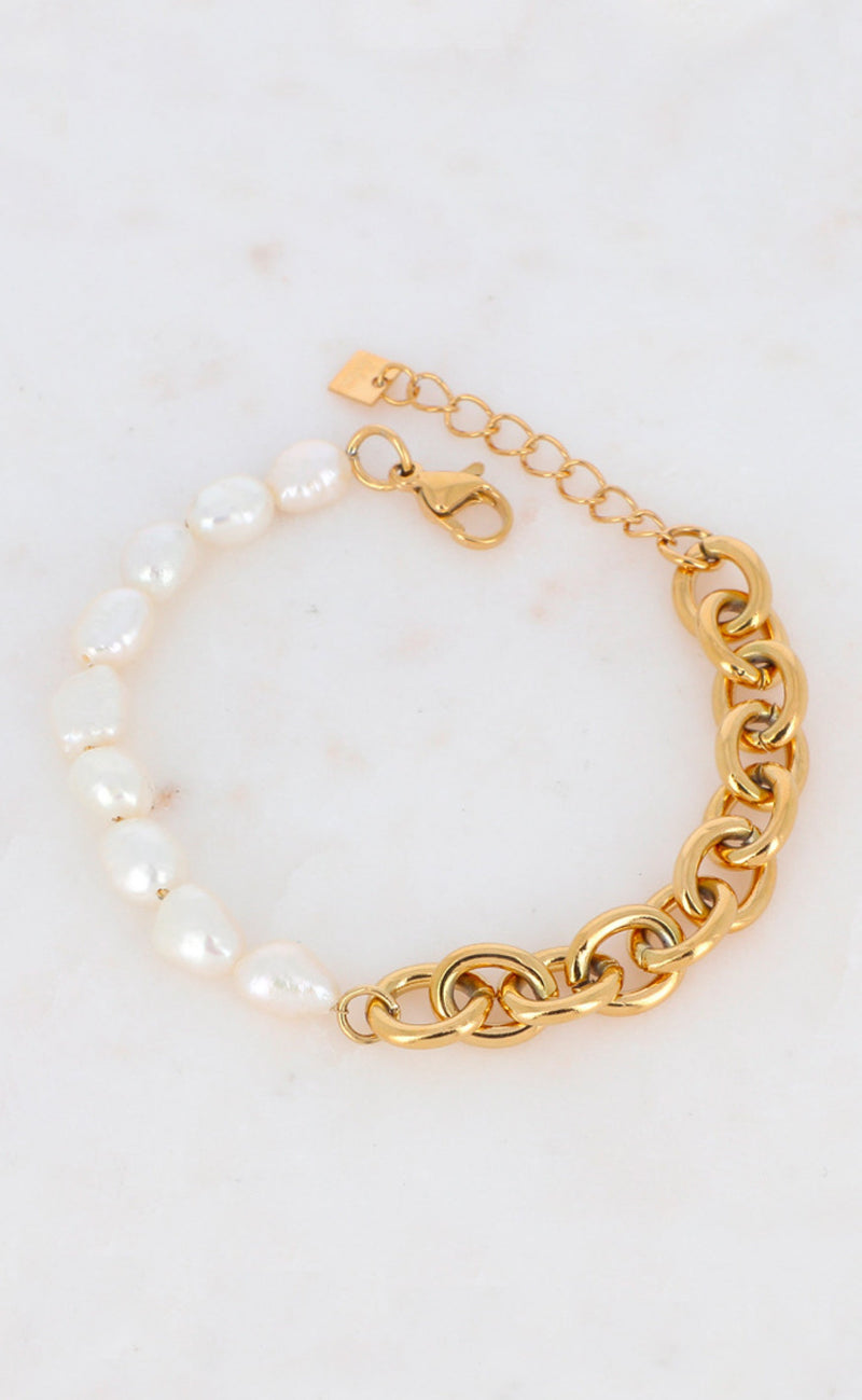 Smykkeli Copenhagen Armbånd - Paris - Gold w. Freshwater Pearls