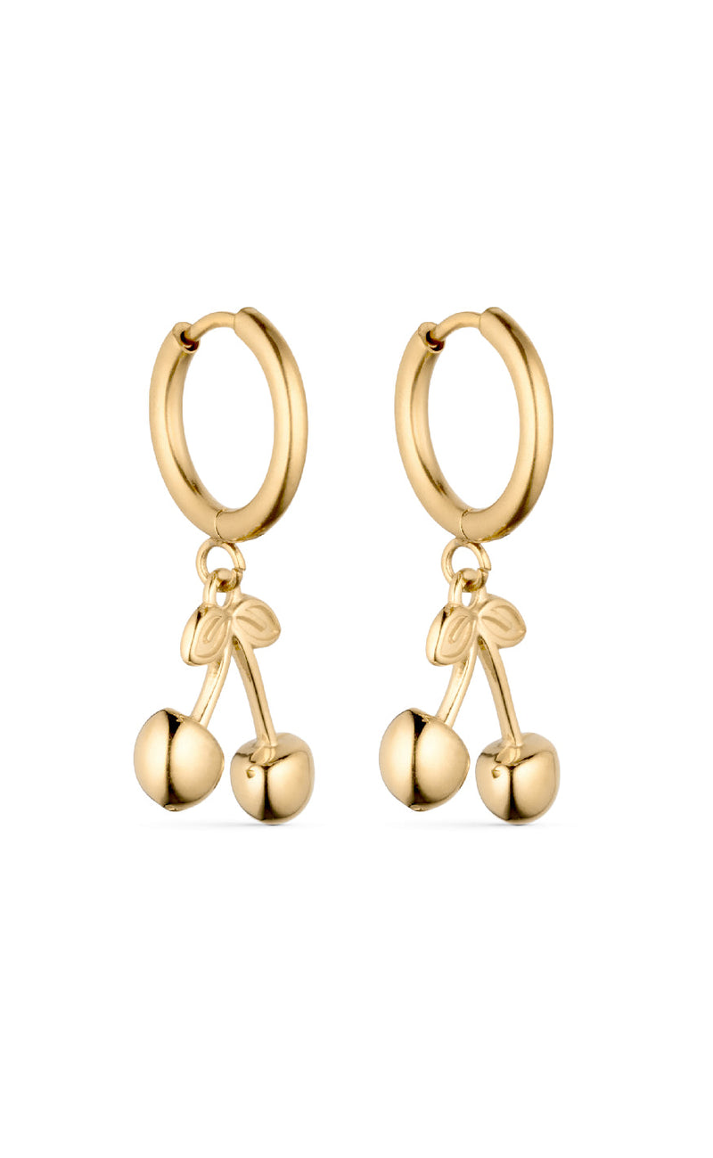 Smykkeli Copenhagen Øreringe - Chunky Cherry - Gold Colour