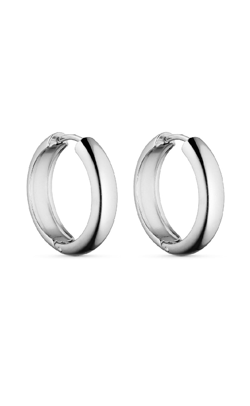 Smykkeli Copenhagen Øreringe - Plain Chunky Hoops - Silver Colour