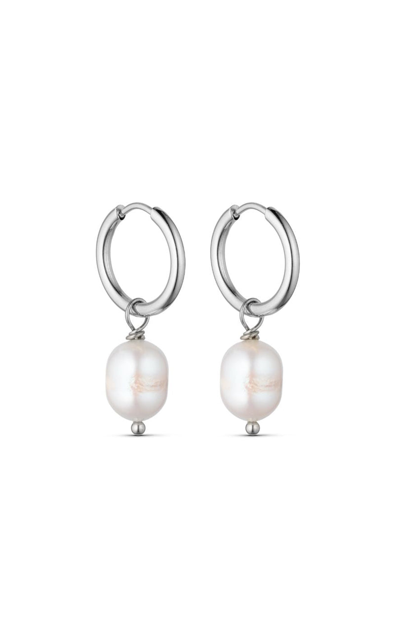 Smykkeli Copenhagen Øreringe - Tokyo - Silver Colour w. Freshwater Pearl