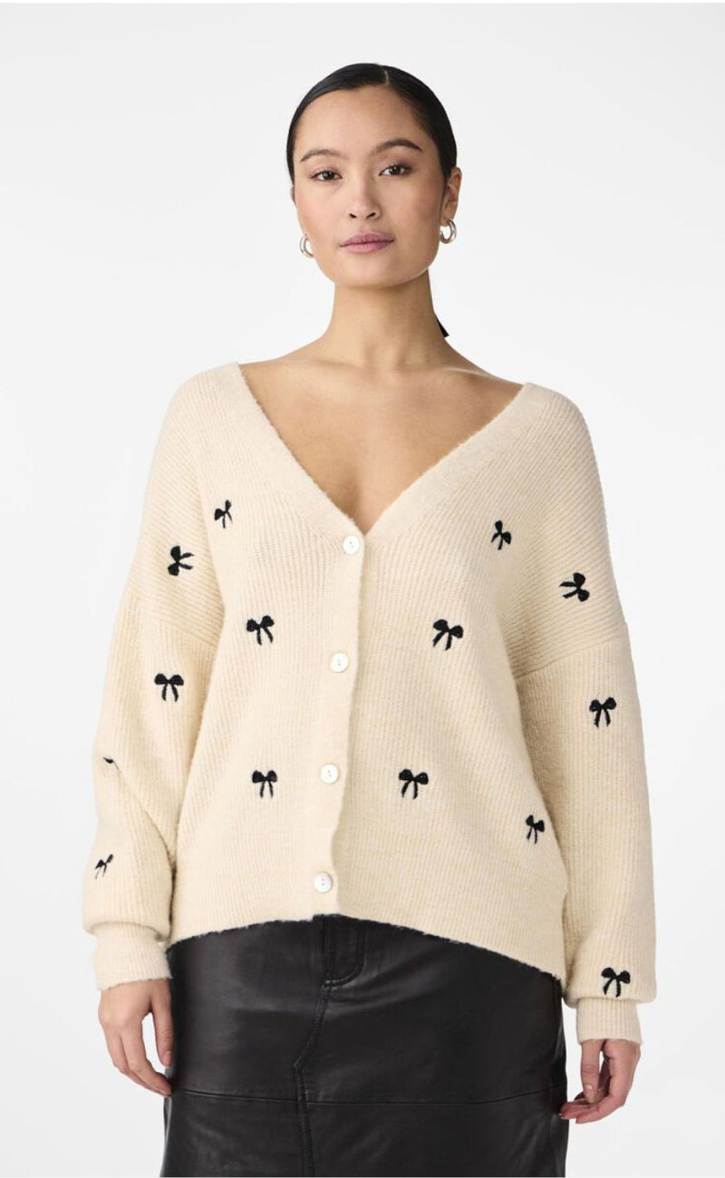 YAS Genser - Bow Embroided Knit - Birch