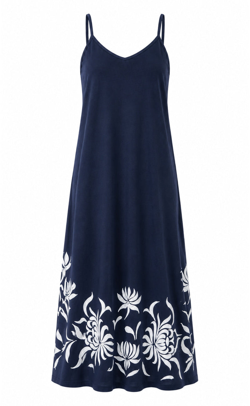 Say INA Copenhagen Kjole - Tilde Strap - Navy W. Embroidery