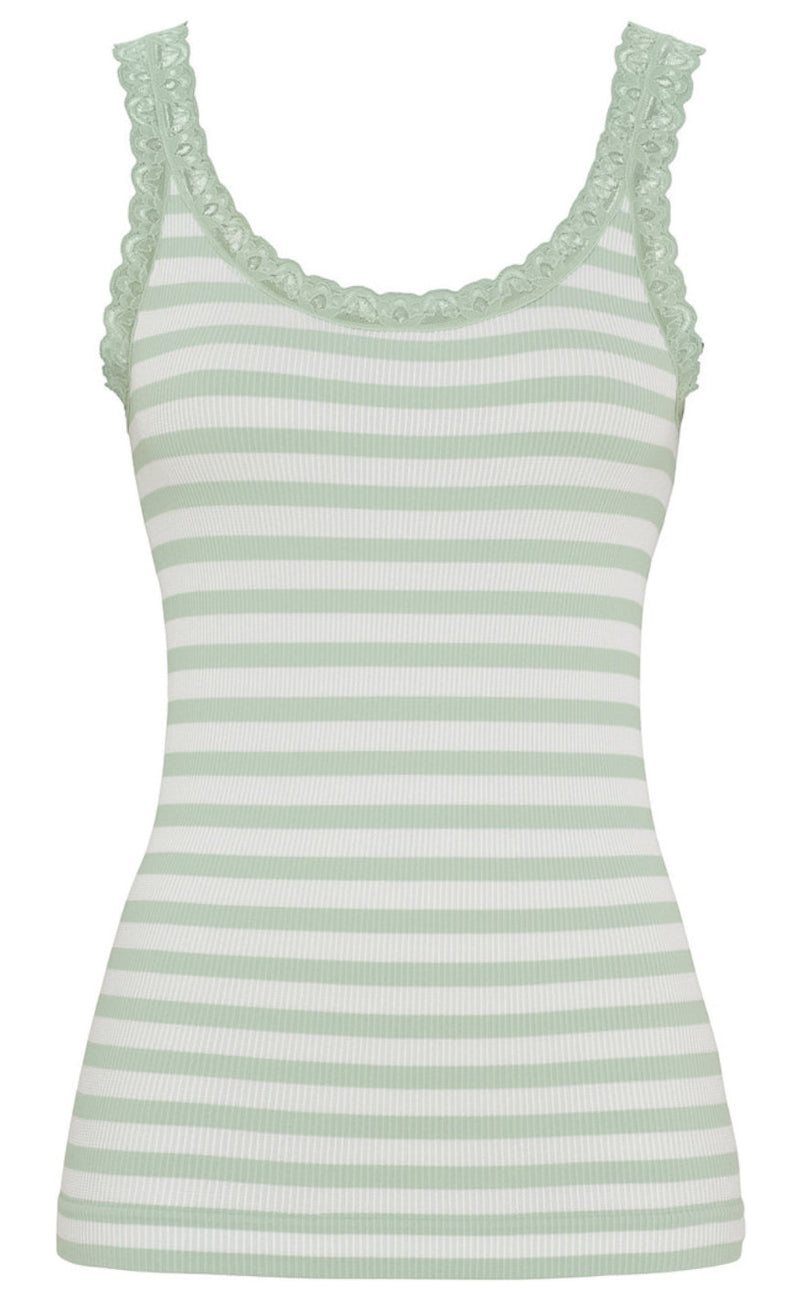 Tim & Simonsen Topp - Isa Rib - Menta/Bianco
